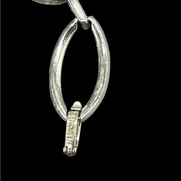 Vintage MONET Silver Tone Pave Rhinestone Crystal Oval Link Bracelet - Picture 6 of 6